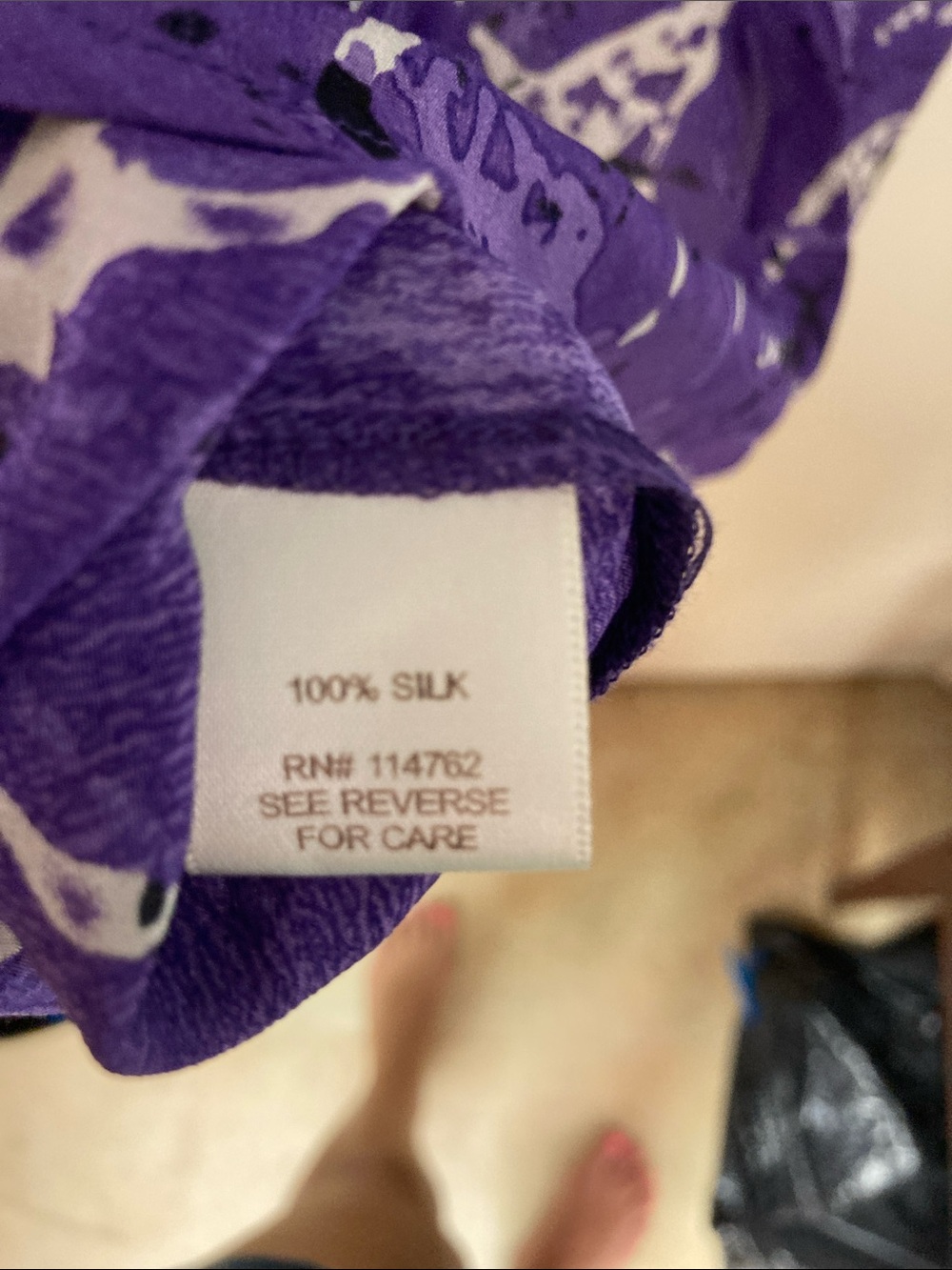 Petticoat Alley Purple and White Printed Blouse - Picture 4 of 5